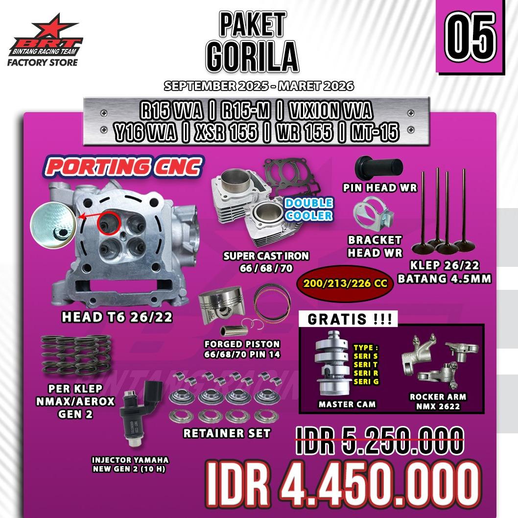 PAKET GORILA 05 - R15 VVA/ R15-M/VIXION VVA/Y16 VVA/ XSR 155/WR 155/MT-15